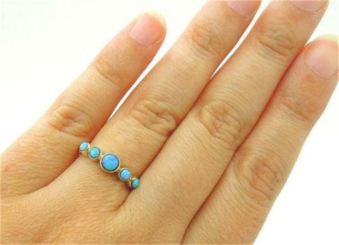 Hadar Designers Handmade Delicate 9k Yellow Gold Opal Ring 5.5,6,7,8,9 (I R318