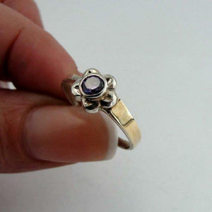 Hadar Designers Yellow Gold 925 Silver Amethyst Z Ring sz 5.5,6,6.5,7 Handmade(S