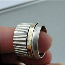 Load image into Gallery viewer, Hadar Designers Swivel 9k Yellow Gold 925 Silver Ring 7,7.5,8,9 Handmade (I r477
