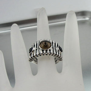 Hadar Designers Smokey Q Ring size 6.5, 7 Handmade 925 Sterling Silver (H) SALE