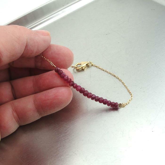 Hadar Designers Ruby Bracelet 14k yellow Gold F Delicate Genuine   (I b252) SALE