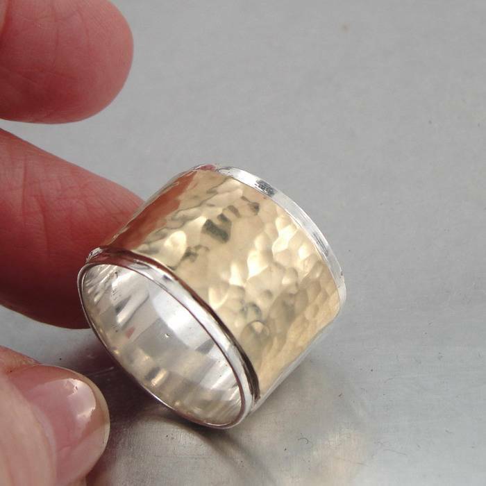 Hadar Designers Handmade 9k Yellow Gold Sterling Silver Ring 6,7,8,9 (I r129b)Y