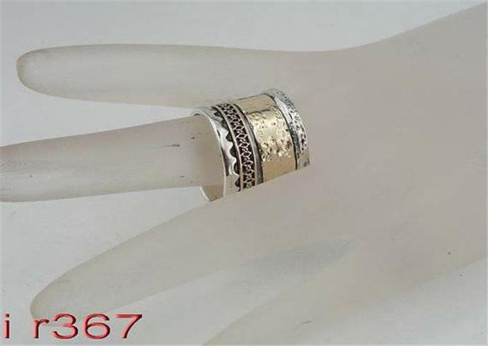 Hadar Designers Handmade Swivel 9k Gold Sterling Silver Ring 7,8,9,10 (I r367)