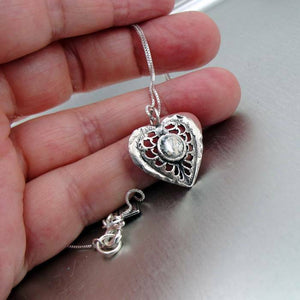Hadar Designers Handmade Filigree 925 Silver Roman Glass Heart Pendant (as) SALE