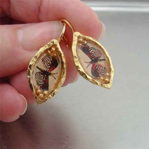 Hadar Designers NEW Handmade Artist High Fashion Gold Pl Butterfly Earrings (as