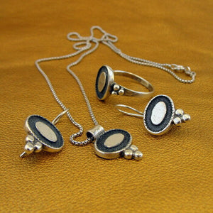 Hadar Designers 925 Silver Silver Ring Earrings Pendant Charming  Sweet Set (VSy