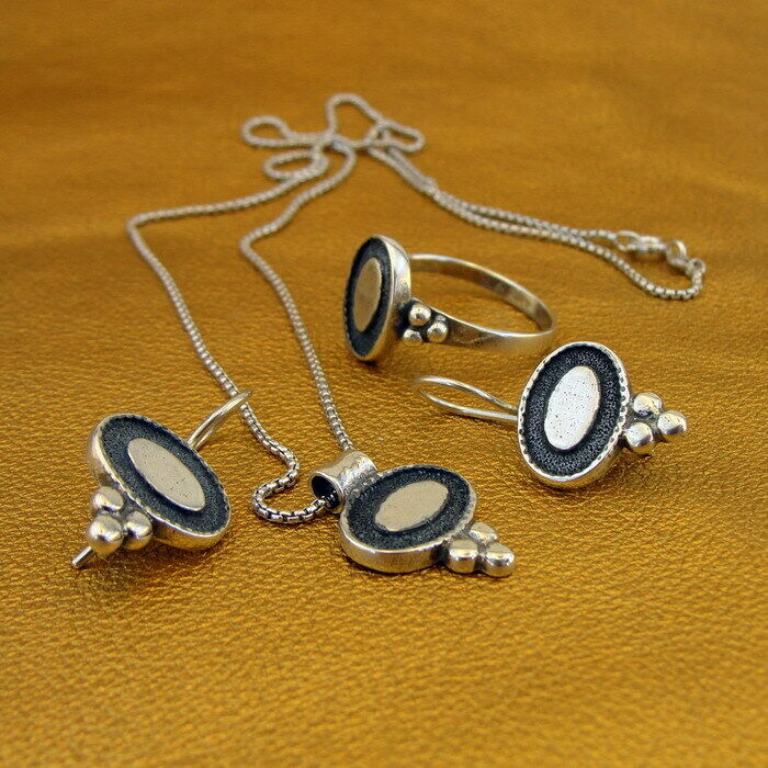 Hadar Designers 925 Silver Silver Ring Earrings Pendant Charming  Sweet Set (VSy