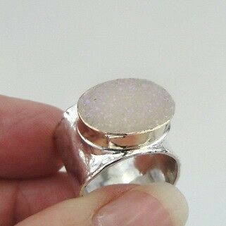 Hadar Designers Handmade 9k yellow Gold 925 Silver Druzy Ring 6,7,8,9,10 (I r140