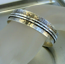 Load image into Gallery viewer, Hadar Designers Handmade 14k Gold Fi Sterling Silver Hammered Bangle Bracelet (v