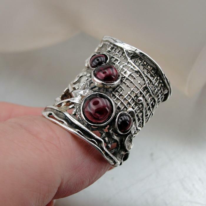 Hadar Designers Handmade 925 Sterling Silver Red Garnet Ring 6,7,8,9,10  (H 144