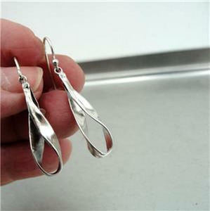 Hadar Designers 925 Sterling Silver Earrings Handmade Modern Art Dangle (H) SALE
