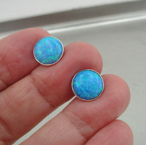 Hadar Designer Handmade 10mm mosaic Opal Sterling Silver Stud Earrings (V) Gift