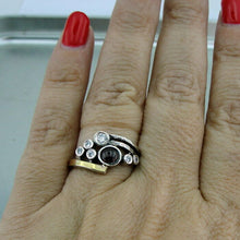 Load image into Gallery viewer, Hadar Designers Garnet Zircon Ring 6,7,8,9 Handmade 9k Yellow Gold 925 Silver (m