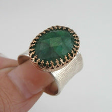 Load image into Gallery viewer, Hadar Designers Filigree 14k Gold Fil 925 Silver Emerald Ring 7,8,9,10 (I r560)Y