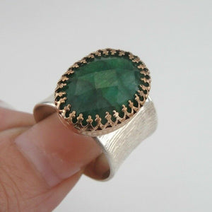 Hadar Designers Filigree 14k Gold Fil 925 Silver Emerald Ring 7,8,9,10 (I r560)Y