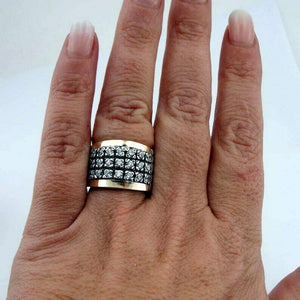 Hadar Designers 9k Yellow Gold 925 Silver Zircon Ring Handmade 6,7,7.5,8,9 (Ms)y