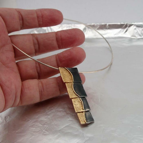 Hadar Designers Handmade yellow Gold Plated 925 Sterling Silver Collar Pendant (