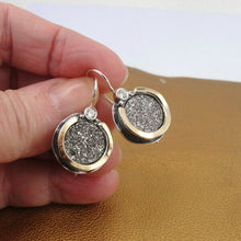 Load image into Gallery viewer, Hadar Designers  9k Yellow Gold 925 Silver Druzy Zircon Earrings Handmade ()y
