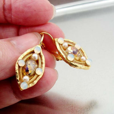 Hadar Designers NEW Handmade High Fashion 24k Yel Gold Murano Glass Earrings (as