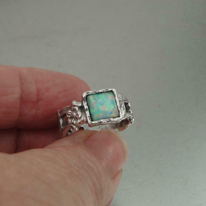 Hadar Designer 925 Sterling Silver Opal 6,7,8,9, Ring Handmade Floral (As) 8y