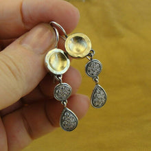 Load image into Gallery viewer, Hadar Designers 9k Yellow Gold 925 Silver Zircon Long Earrings Handmade Art (Sy
