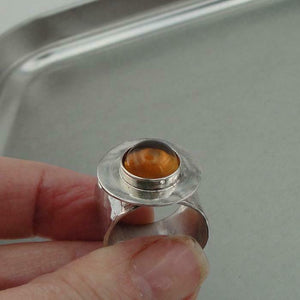 Hadar Designers Handmade 925 Sterling Silver Baltic Amber Ring size 6.5,7,7.5 (H