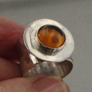 Hadar Designers Handmade 925 Sterling Silver Baltic Amber Ring size 6.5,7,7.5 (H