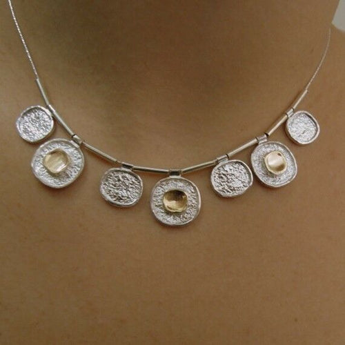 Hadar Designers 9k Yellow Gold Sterling Silver Necklace Handmade  (I n834) SALE