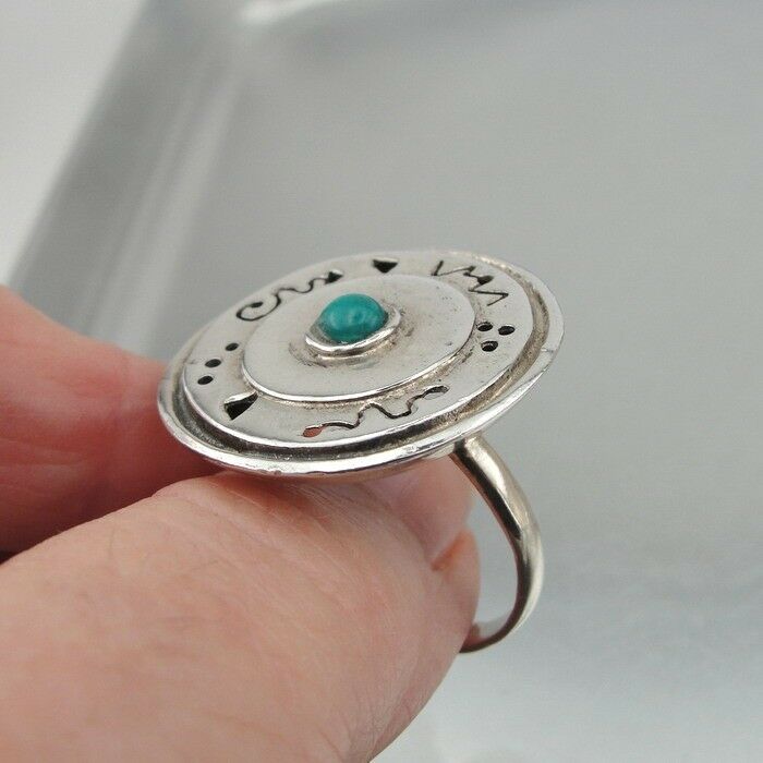 Hadar Designers Turquoise Ring size 8.5, 9 Handmade 925 Sterling Silver (H) SALE