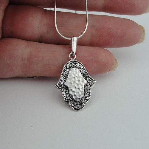 Hadar Designers Judaica Bat-Mitzva Hamsa Pendant Sterling Silver Handmade (MS