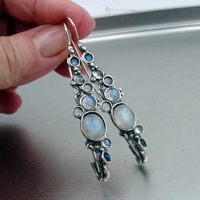 Hadar Designers Sterling Silver Moonstone Earrings Handmade Impressive (H 2151