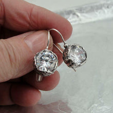 Load image into Gallery viewer, Hadar Designers Handmade 925 Sterling Silver Sparkling White Zircon Earrings (AS