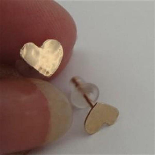 Hadar Designers NEW Handmade Tiny Heart 9K Yellow Gold Post Stud Earrings (e267)
