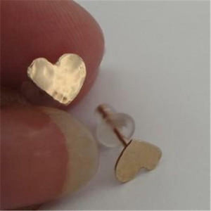 Hadar Designers NEW Handmade Tiny Heart 9K Yellow Gold Post Stud Earrings (e267)