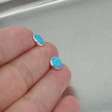 Load image into Gallery viewer, Hadar Designer Handmade 8mm mosaic Opal Sterling Silver Stud Earrings (V) Gift
