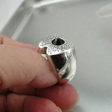Load image into Gallery viewer, Hadar Designers Smokey Q. Ring size 7.5, 8 925 Sterling Silver Handmade (H) SALE
