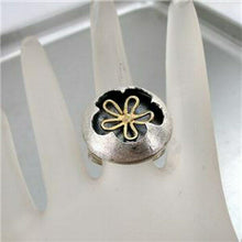 Load image into Gallery viewer, Hadar Designers  9k Yellow Gold 925 Silver Floral Ring sz 7, 7.5 Handmade ()SALE