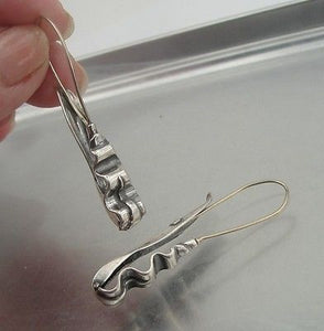 Hadar Designers Handmade 925 Sterling Silver Artistic Long Earrings (H) SALE