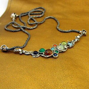 Hadar Designers gemstones pendant necklace 925 sterling silver gift handmade (h