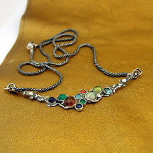 Hadar Designers gemstones pendant necklace 925 sterling silver gift handmade (h