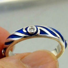 Load image into Gallery viewer, Hadar Designers 925 Silver Blue Enamel Zircon Ring 8.5, 9.5 Handmade (SN)SALE