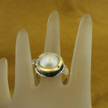 Load image into Gallery viewer, Hadar Designers 9k Yellow Gold 925 Silver Pearl Ring sz 6,7,8,9,10 Handmade (Ms