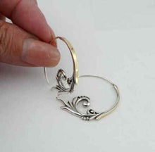 Load image into Gallery viewer, Hadar Designers Large Hoop Earrings 9k Yellow Gold 925 Sterling Silver (ms)
