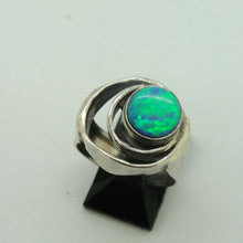 Load image into Gallery viewer, Hadar Designers blue opal ring 7, 7.5 handmade 925 sterling silver (h) y