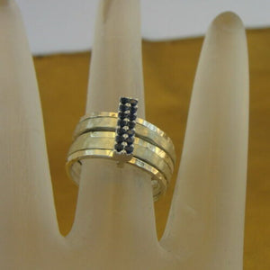 Hadar Designers Yellow 9k Gold 925 Silver Sapphire Multi Ring 6.5,7 (I r564) y