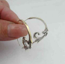 Load image into Gallery viewer, Hadar Designers Large Hoop Earrings 9k Yellow Gold 925 Sterling Silver (ms)