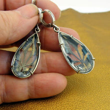Load image into Gallery viewer, Rock Crystal Earrings 925 Sterling Silver Leaf Handmade Hadar Designers  (H)y