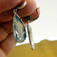 Load image into Gallery viewer, Rock Crystal Earrings 925 Sterling Silver Leaf Handmade Hadar Designers  (H)y