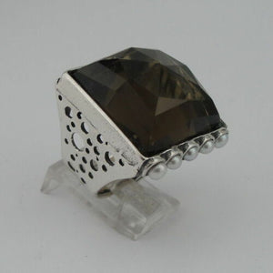 Hadar Designers Pearl Smokey Ring Sterling Silver Statement size 6.5 (H) LAST