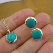 Load image into Gallery viewer, Turquoise Pendant 14k Yellow Gold Filled Handmade Modern Classy Hadar Designers (V